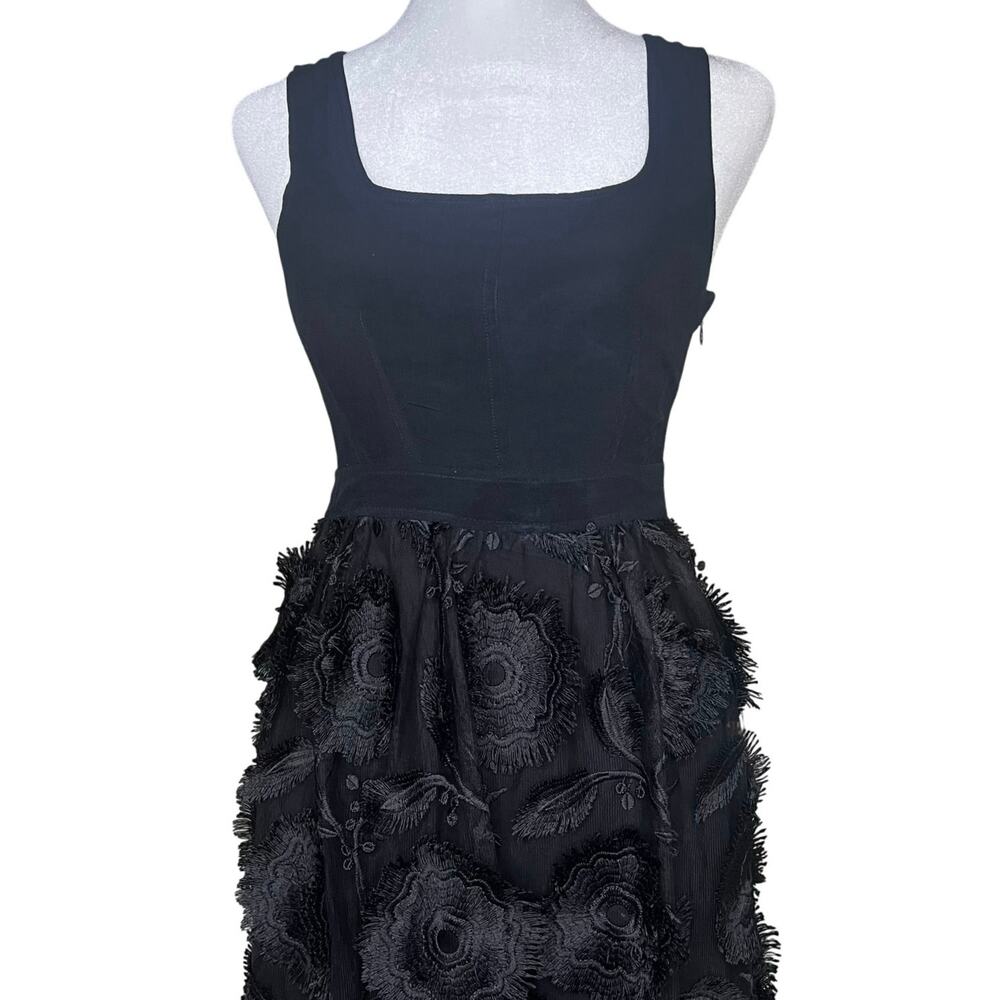 Anthropologie, Floriana Romantic Embroidered Lace Midi Dress, Black, Size 0 - Picture 4 of 14